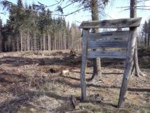 Einziges Überbleibsel: Infoschild &quot;Feuchtbiotop&quot;