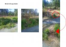 Massive Wegeschäden mit Kollateralschäden und Durchfahren eines Bachlaufs inklusive